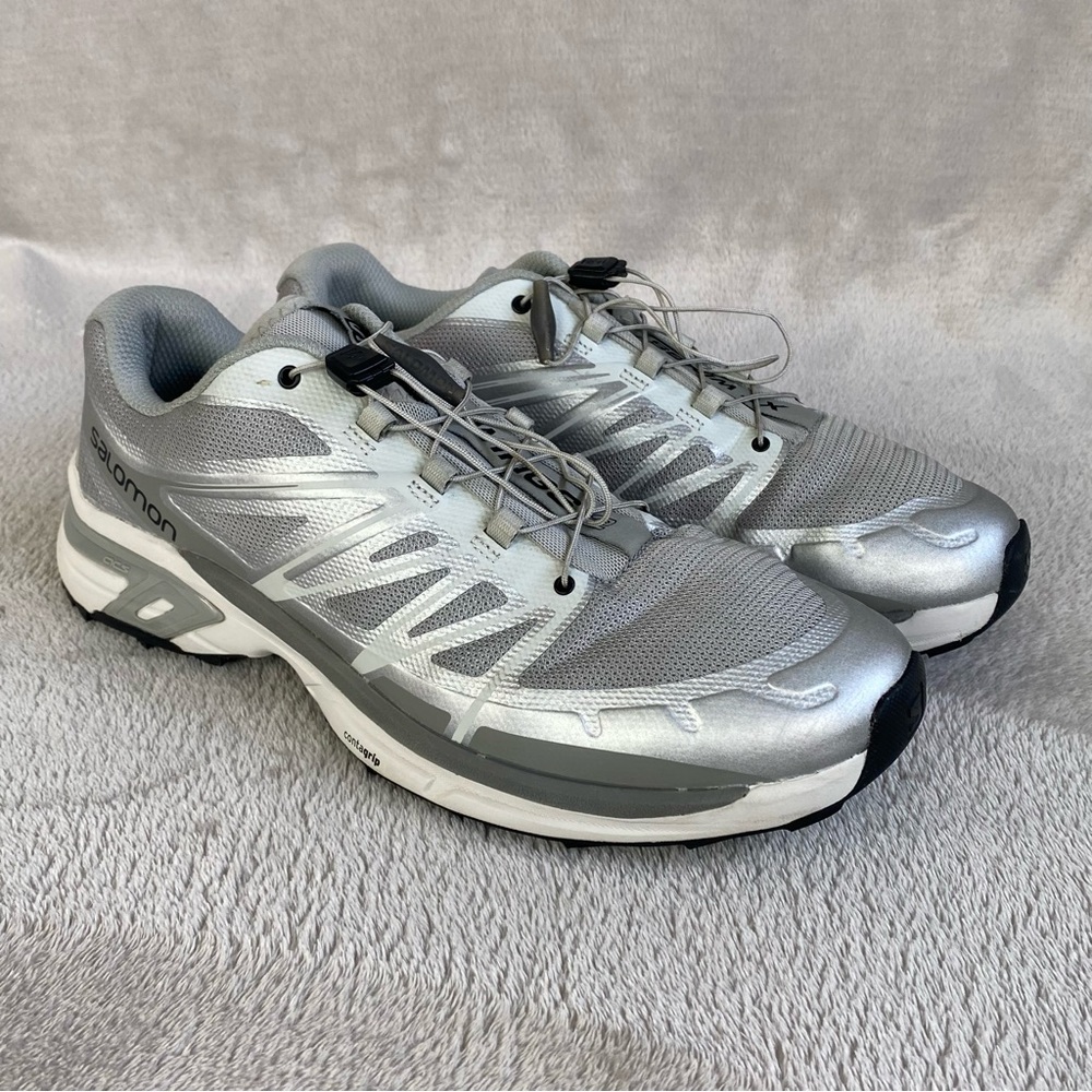 Salomon XT-Wings 2 Men's Trail Hiking Shoes Size 10.5 Silver Grey Sneakers